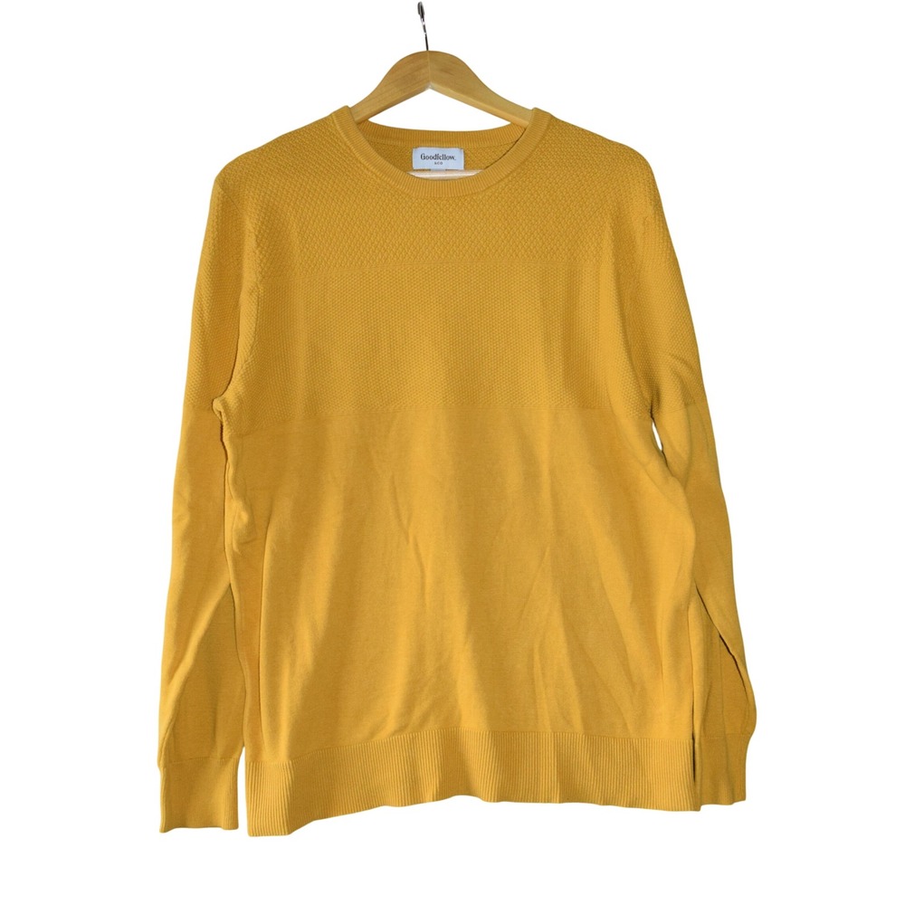 Goodfellow & Co Sweater Mens Large Mustard Yellow Excellent Textured Crewneck